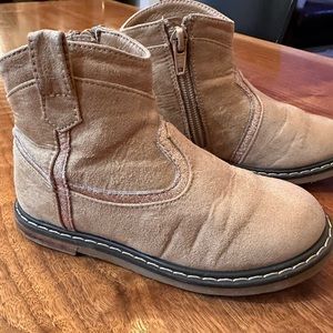 Tucker + Tate Rose Gold Glitter Trim Tan Booties With Zipper. Size Toddl…